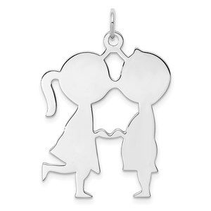 Million Charms Sterling Silver Rhodium-plated Engraveable Boy/Girl Disc Charm
